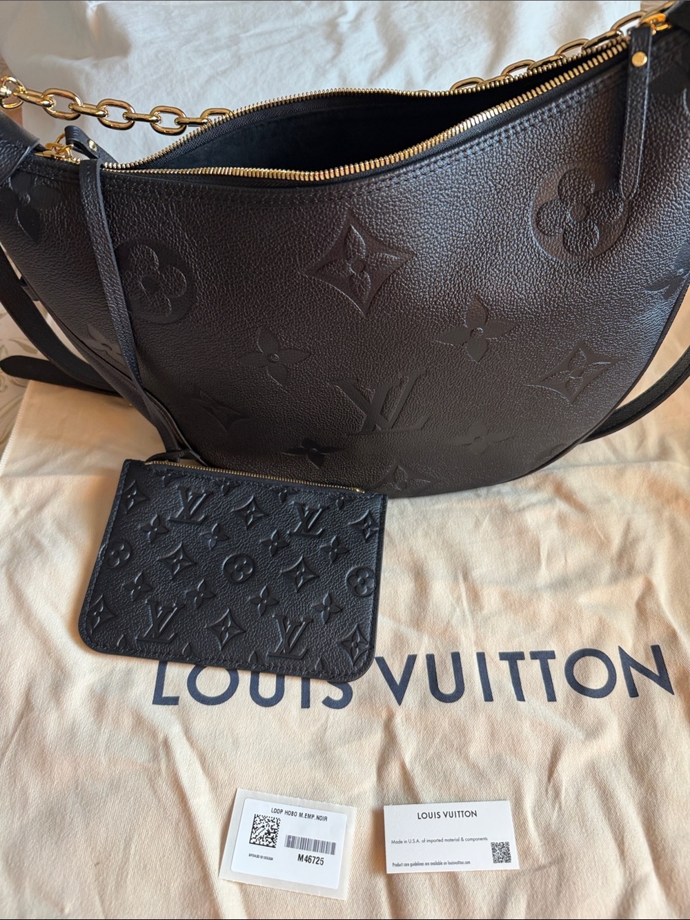 Louis Vuitton Black Embossed Monogram Hobo with Gold Chain Accent - Picture 4 of 9